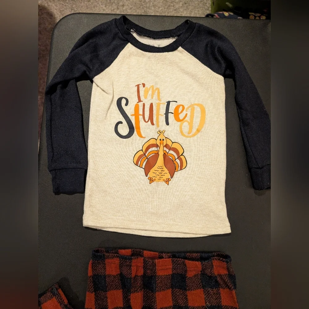 Lot of 2 (TWO) Toddler Boy Thanksgiving Theme Pajama Sets in Size 4T